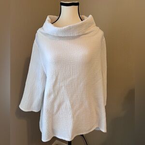 Bryn Walker Cozy White Textured Gauze 
Cowl Neck Women’s Sweater size M